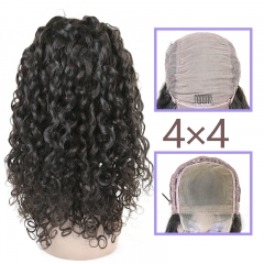 Natural #1b Brazilian Virgin Human Hair 4x4 closure wig italy curly