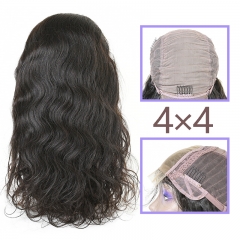 Natural #1b Brazilian Virgin Human Hair 4x4 closure wig body wave