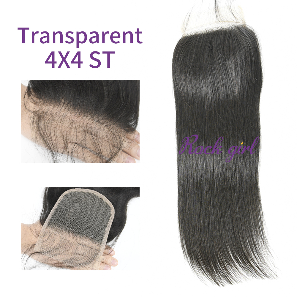 #1b Brazilian Virgin Human Hair 4X4 Lace Closure Straight