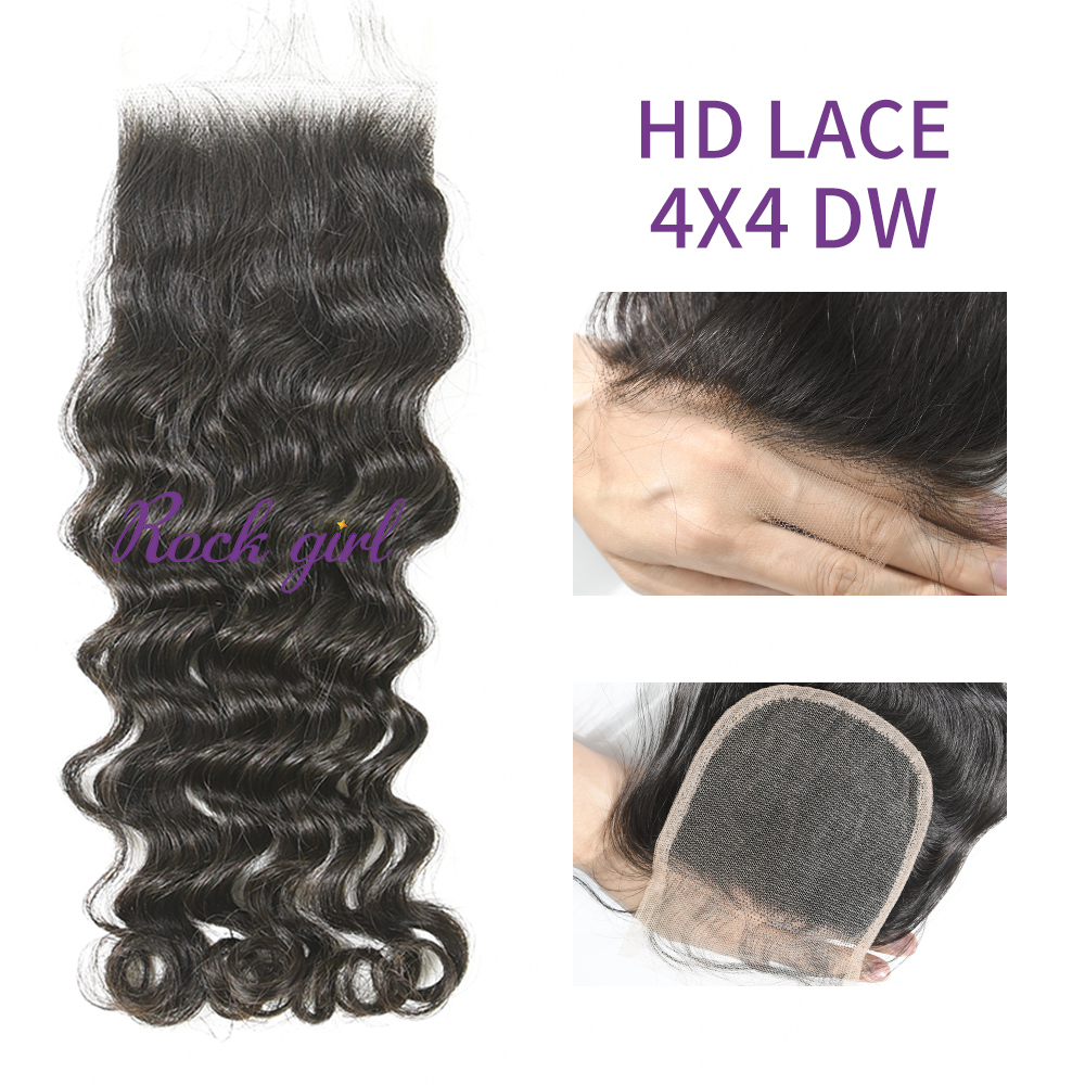 HD Lace  Virgin Human Hair Deep Wave 4x4  Lace Closure