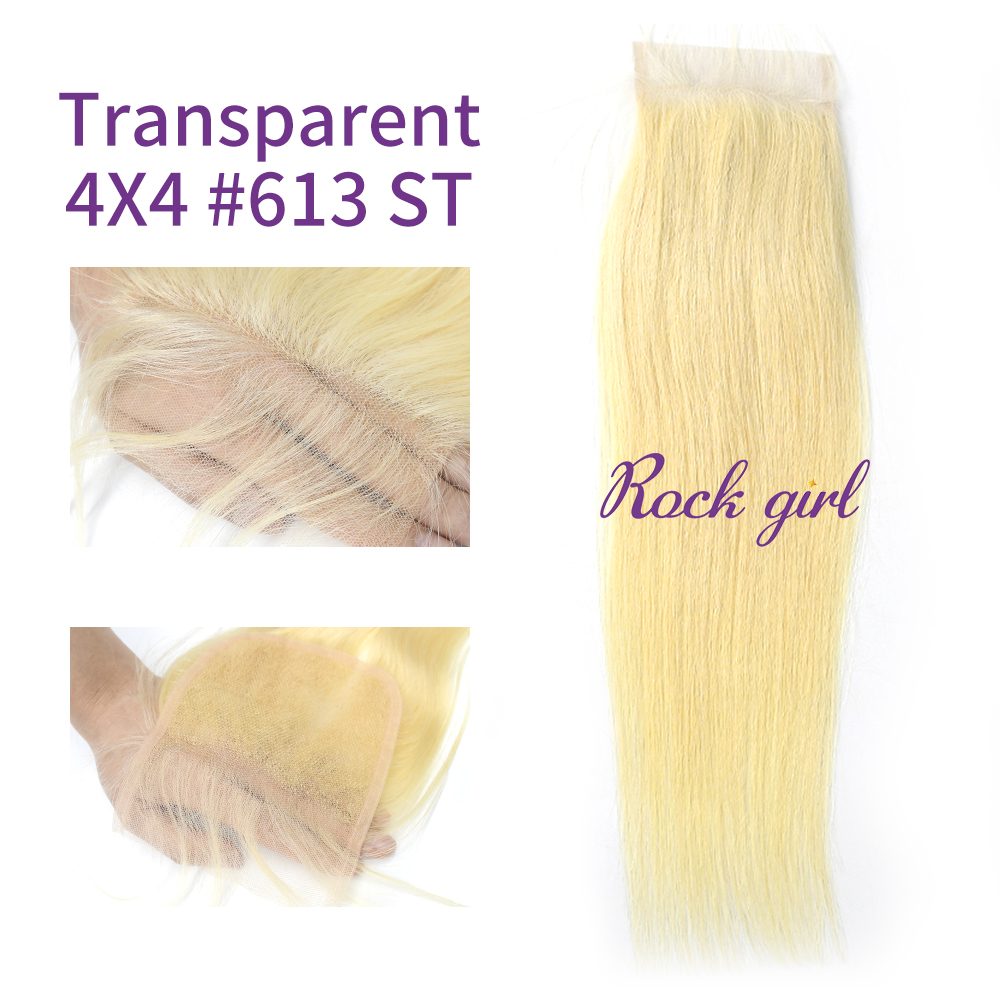 Blonde #613 European Raw Human Hair 4X4 Lace Closure Straight