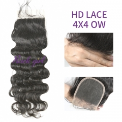 HD Lace  Virgin Human Hair Ocean Wave 4x4  Lace Closure