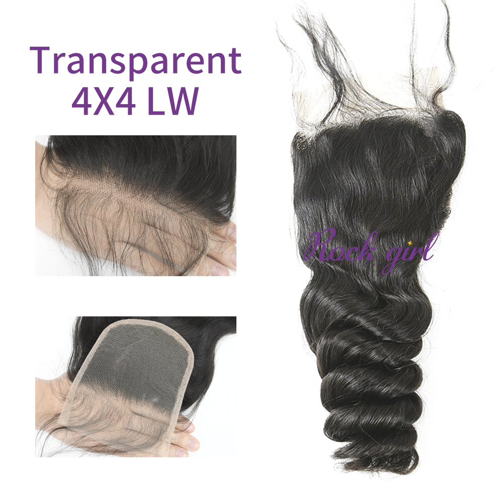 #1b Brazilian Virgin Human Hair 4x4 Lace Closure Loose Wave