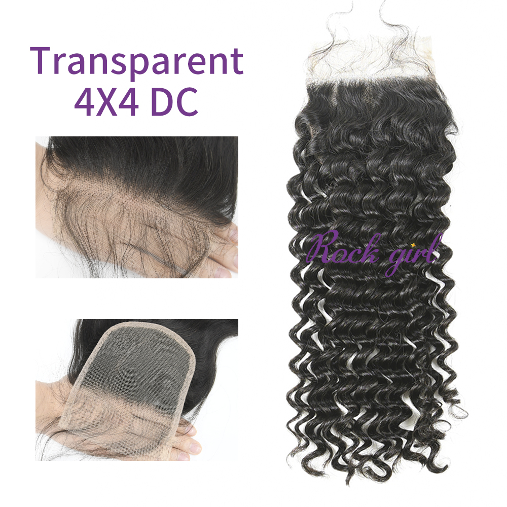 #1b Brazilian Virgin Human Hair 4x4 Lace Closure Deep Curly