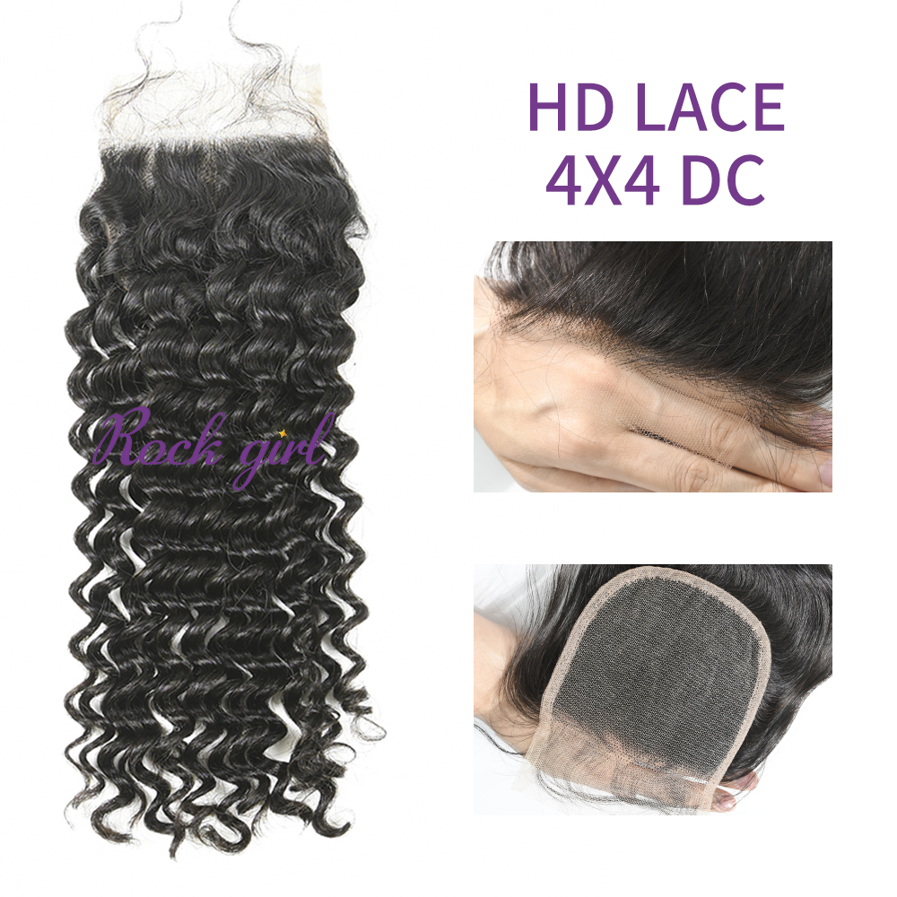 HD Lace  Virgin Human Hair Deep Curly 4x4  Lace Closure