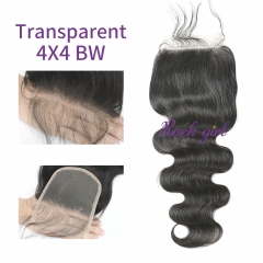 #1b Brazilian Virgin Human Hair 4x4 Lace Closure Body Wave