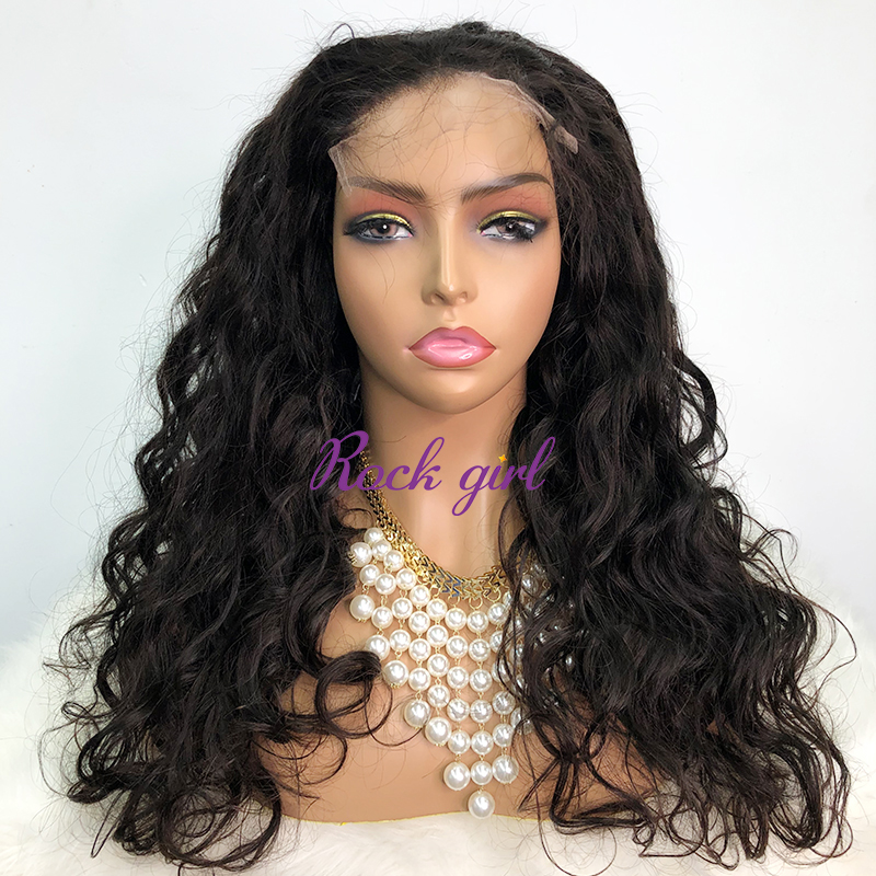 Natural #1b Brazilian Virgin Human Hair 4x4 Swiss HD wig Ocean Wave