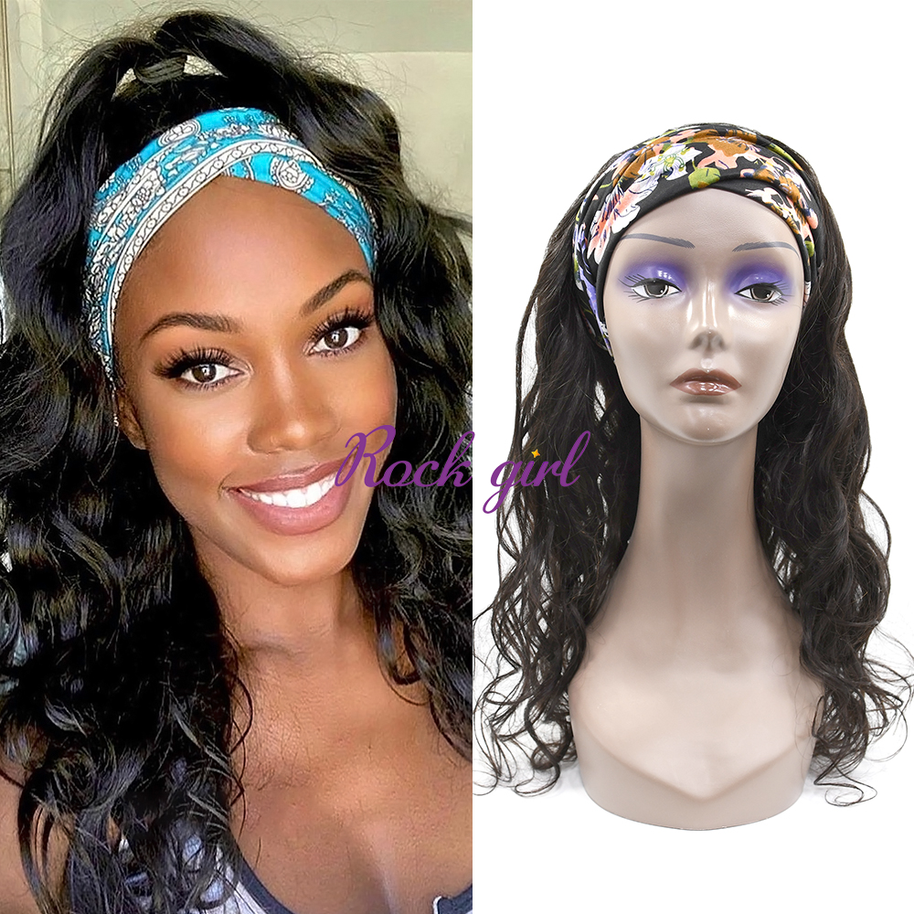 #1b Brazilian Virgin Human Hair Head Band Wig Loose Wave