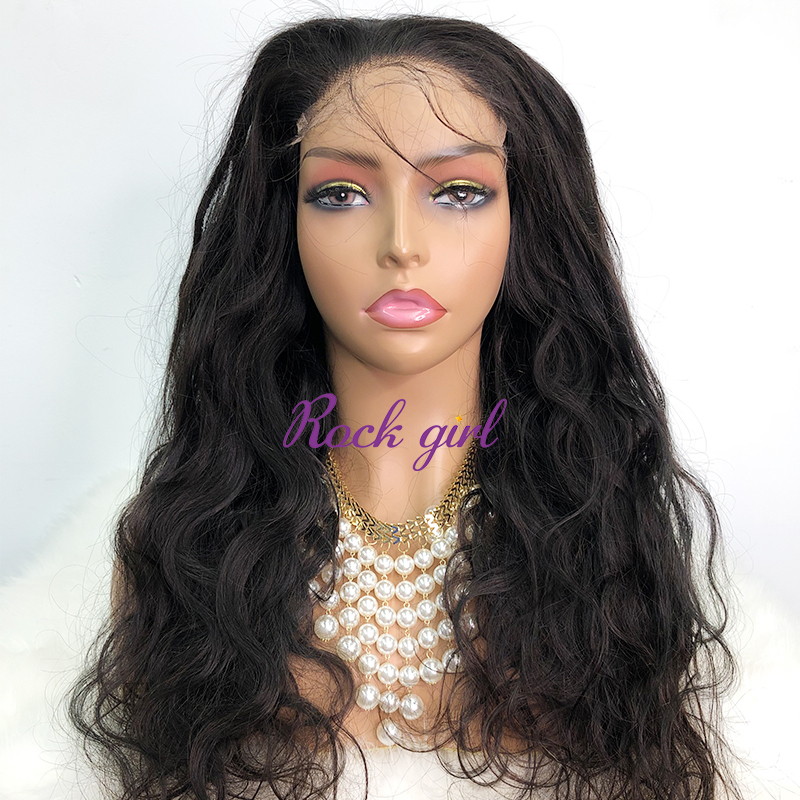 Natural #1b Brazilian Virgin Human Hair 4x4 closure wig body wave