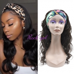 #1b Brazilian Virgin Human Hair Head Band Wig Ocean Wave