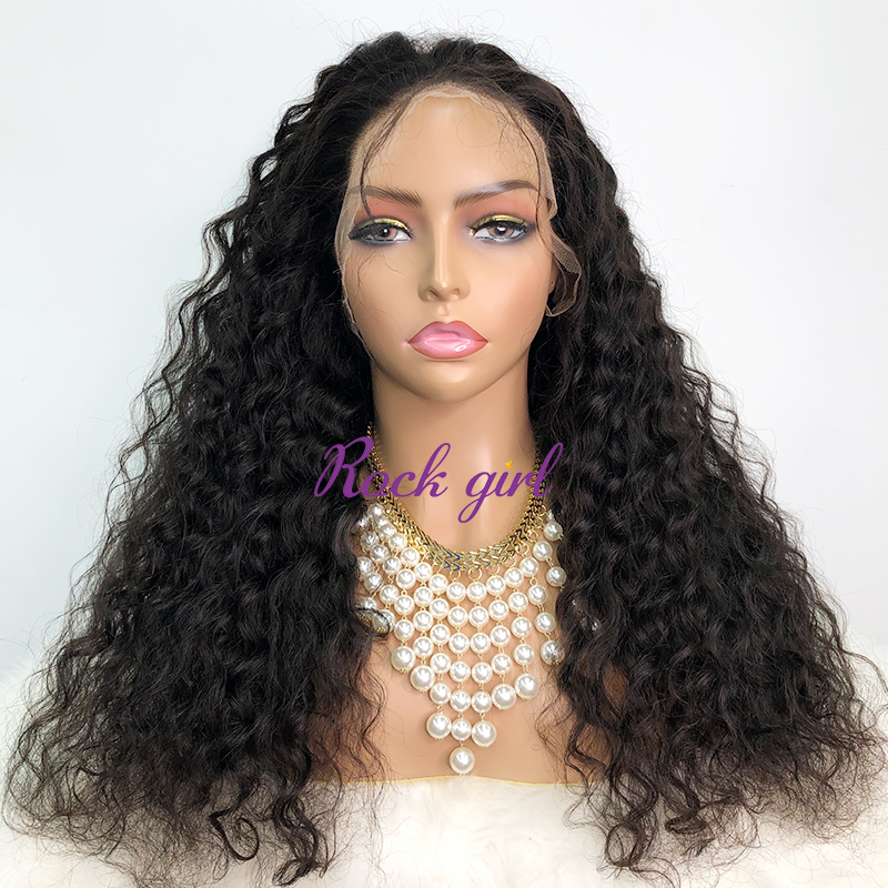 Natural #1b Brazilian Virgin Human Hair 13x4 Swiss HD wig Indian Curly