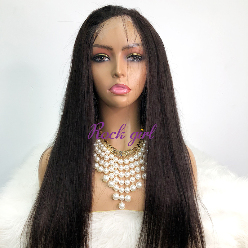 Natural #1b Brazilian Virgin Human Hair 4x4 closure wig straight