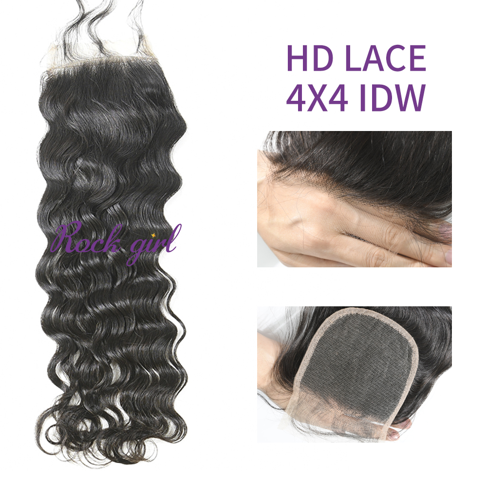 HD Lace  Virgin Human Hair  Indian wave 4x4  Lace Closure