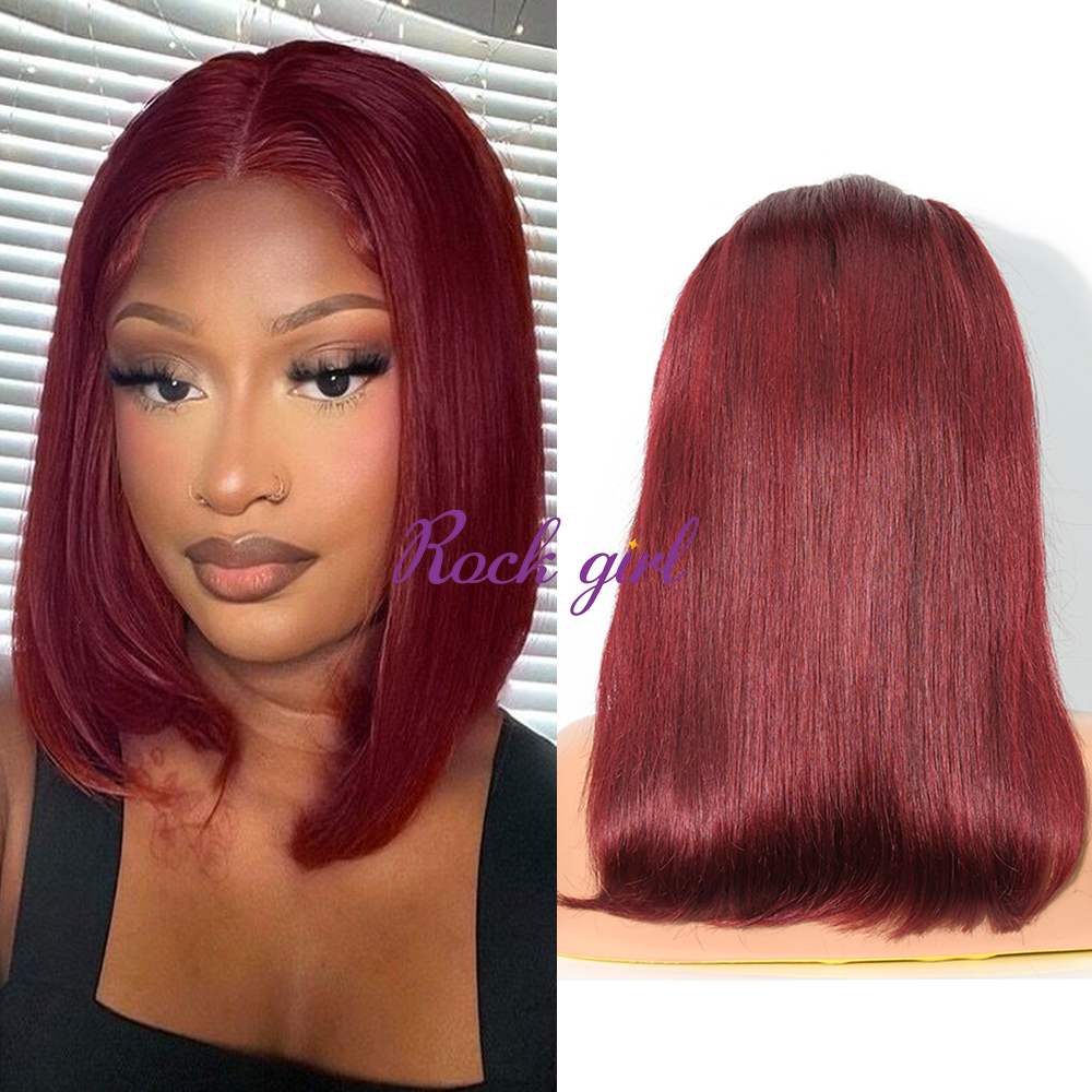 Straight 99j Color Transparent Lace 13X4 Bob Wig