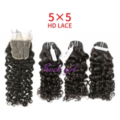 HD Lace Virgin Human Hair Bundle with 5X5 Closure Italian Curly