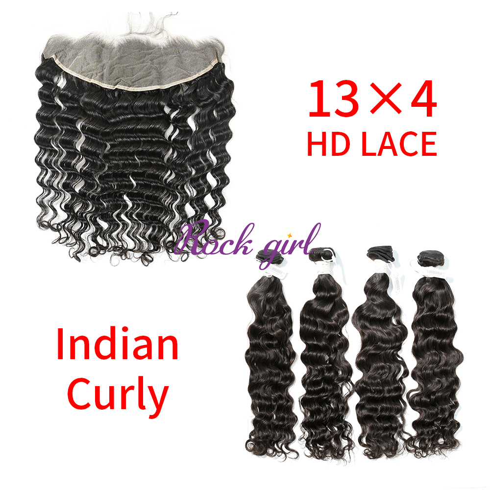 HD Lace Virgin Human Hair Bundle with 13×4 Frontal Indian Curly
