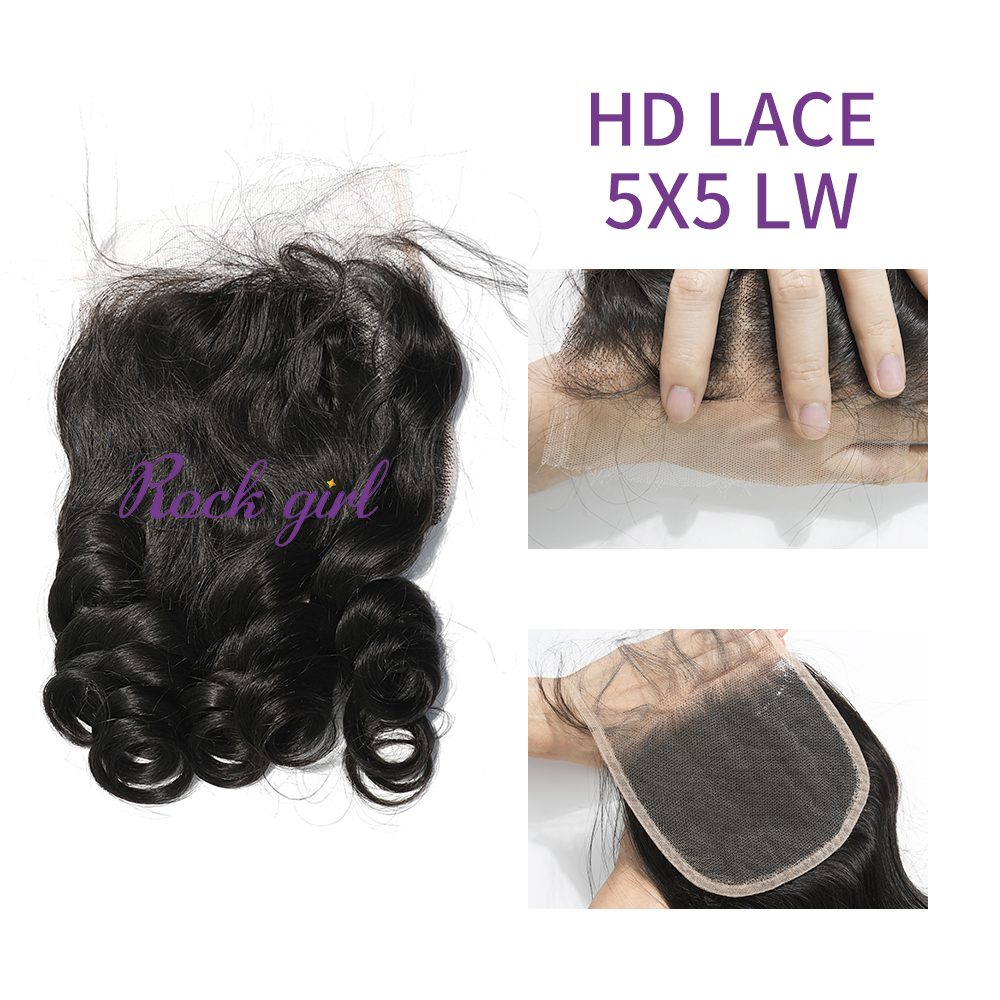 Swiss HD Lace Raw Human Hair Loose Wave 5x5  Lace Closure