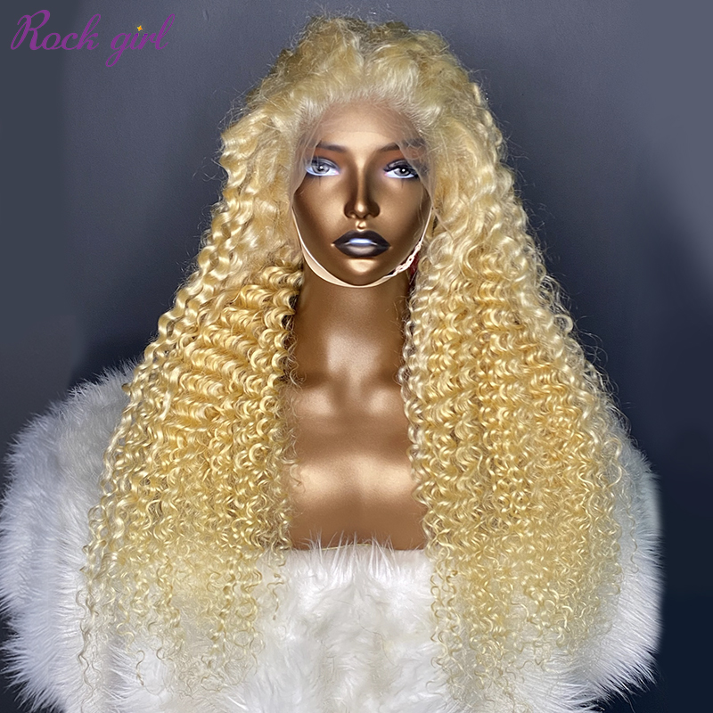 #613 Blonde European Virgin Human Hair HD 13×4 frontal wig Deep Curly