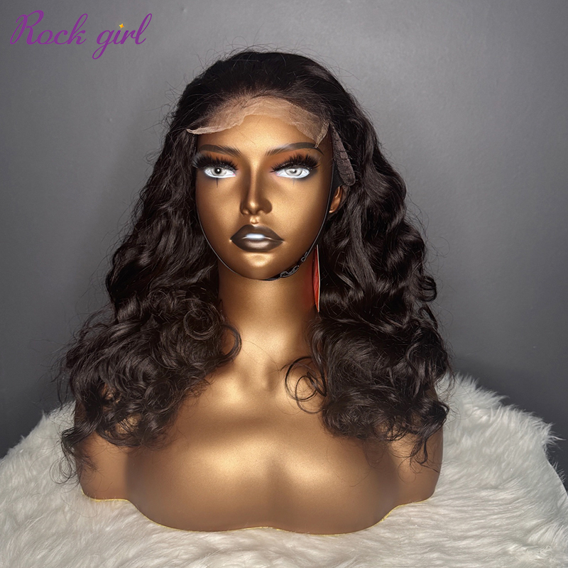 #1b Brazilian Raw Human Hair 4x4 closure wig ocean wave